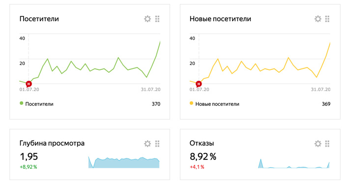 Пример графика с накруткой просмотров в Яндекс.метрике