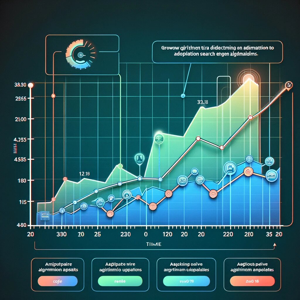 График роста трафика в зависимости от адаптации к алгоритмам